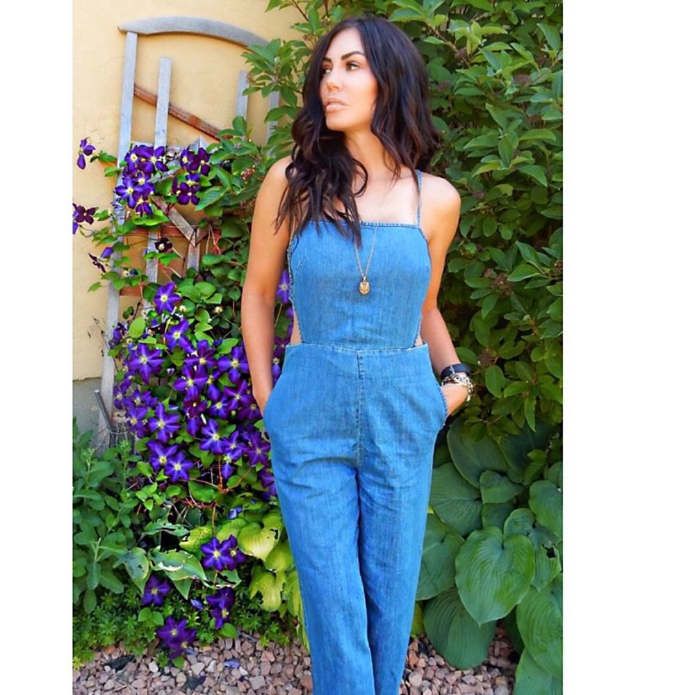 Free People Kiss me denim & white jumper